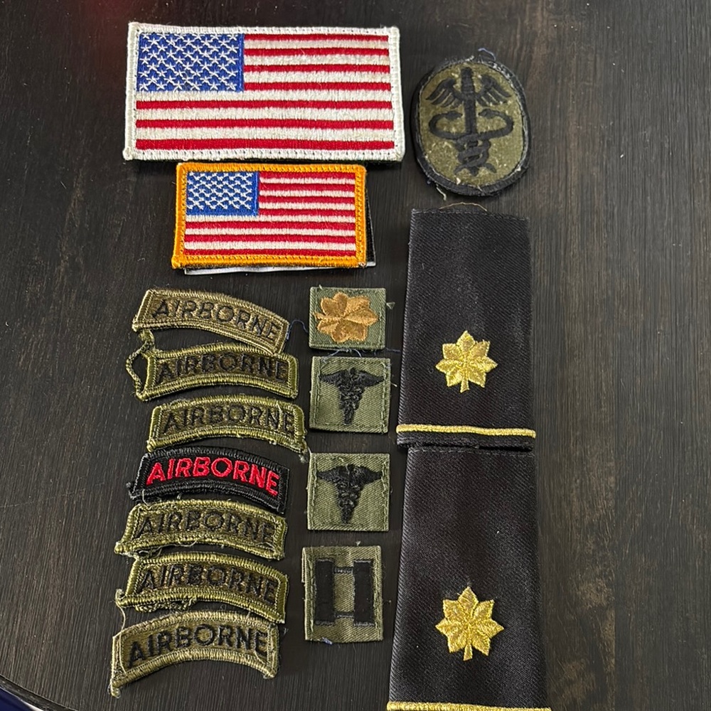 Military Patch Set with American Flag and Airborne Insignia
